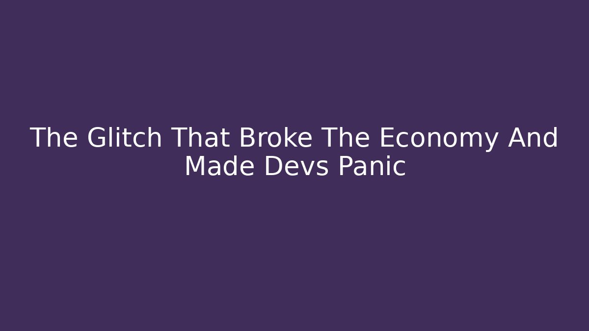 The Glitch That Broke The Economy And Made Devs Panic
