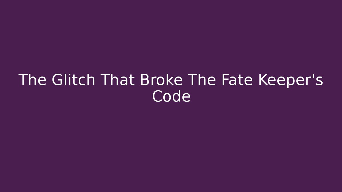 The Glitch That Broke The Fate Keeper's Code - Critter Realm