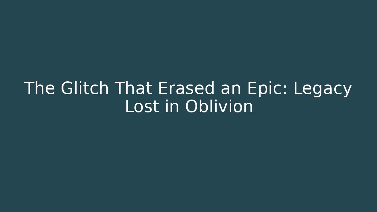 The Glitch That Erased an Epic: Legacy Lost in Oblivion