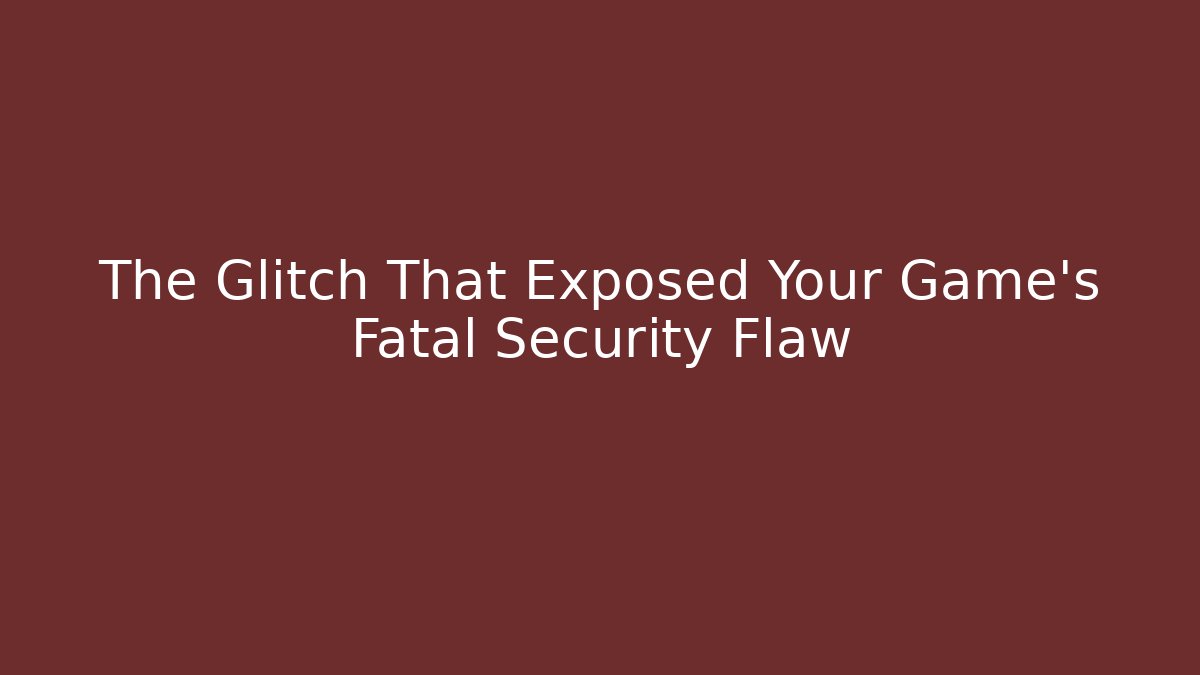 The Glitch That Exposed Your Game's Fatal Security Flaw