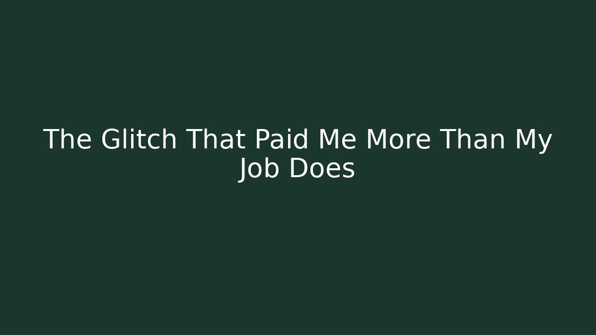 The Glitch That Paid Me More Than My Job Does