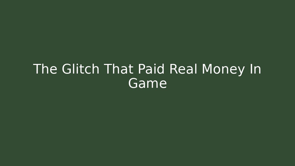 The Glitch That Paid Real Money In Game
