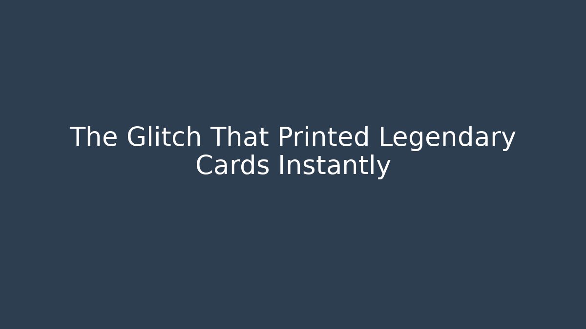 The Glitch That Printed Legendary Cards Instantly