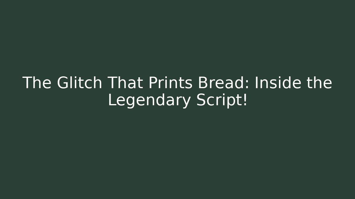 The Glitch That Prints Bread: Inside the Legendary Script!