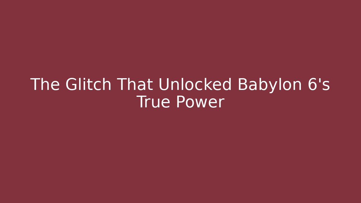 The Glitch That Unlocked Babylon 6's True Power - Critter Realm