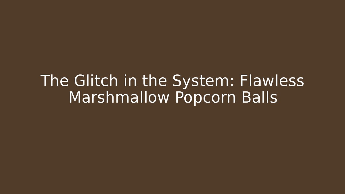 The Glitch in the System: Flawless Marshmallow Popcorn Balls