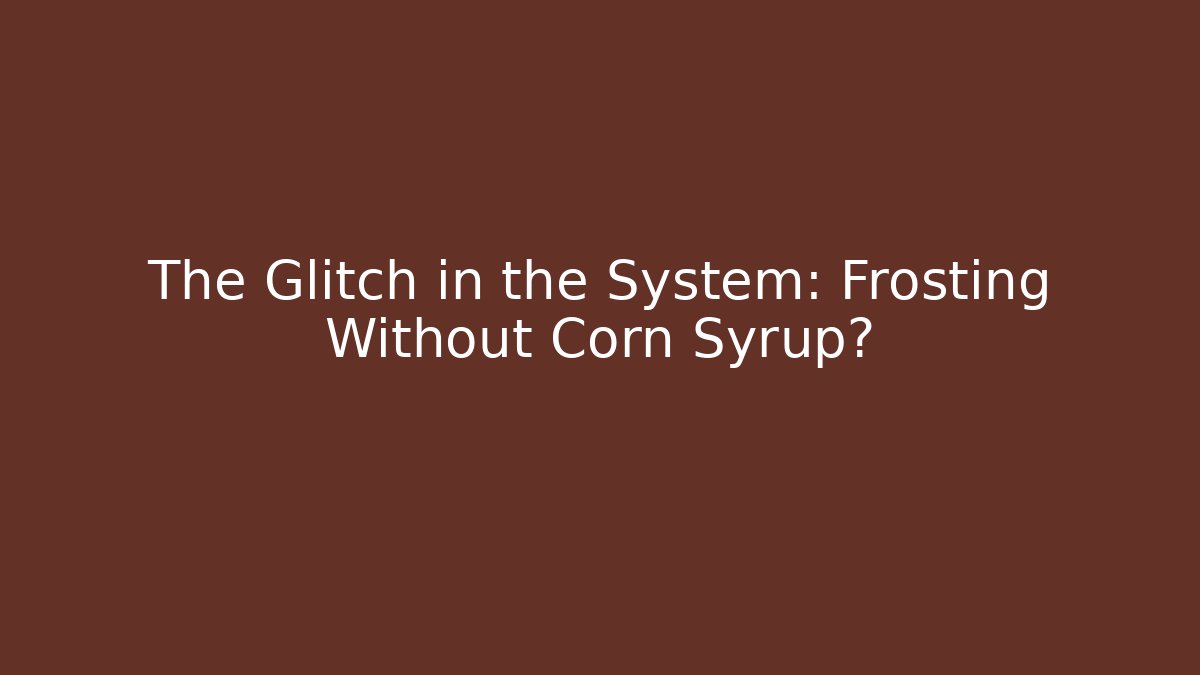 The Glitch in the System: Frosting Without Corn Syrup?