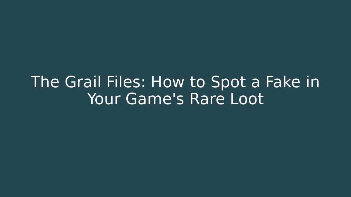 The Grail Files: How to Spot a Fake in Your Game's Rare Loot