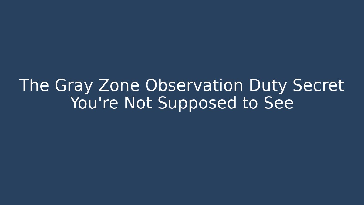 The Gray Zone Observation Duty Secret You're Not Supposed to See