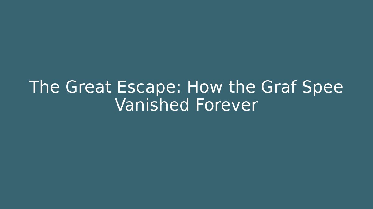 The Great Escape: How the Graf Spee Vanished Forever