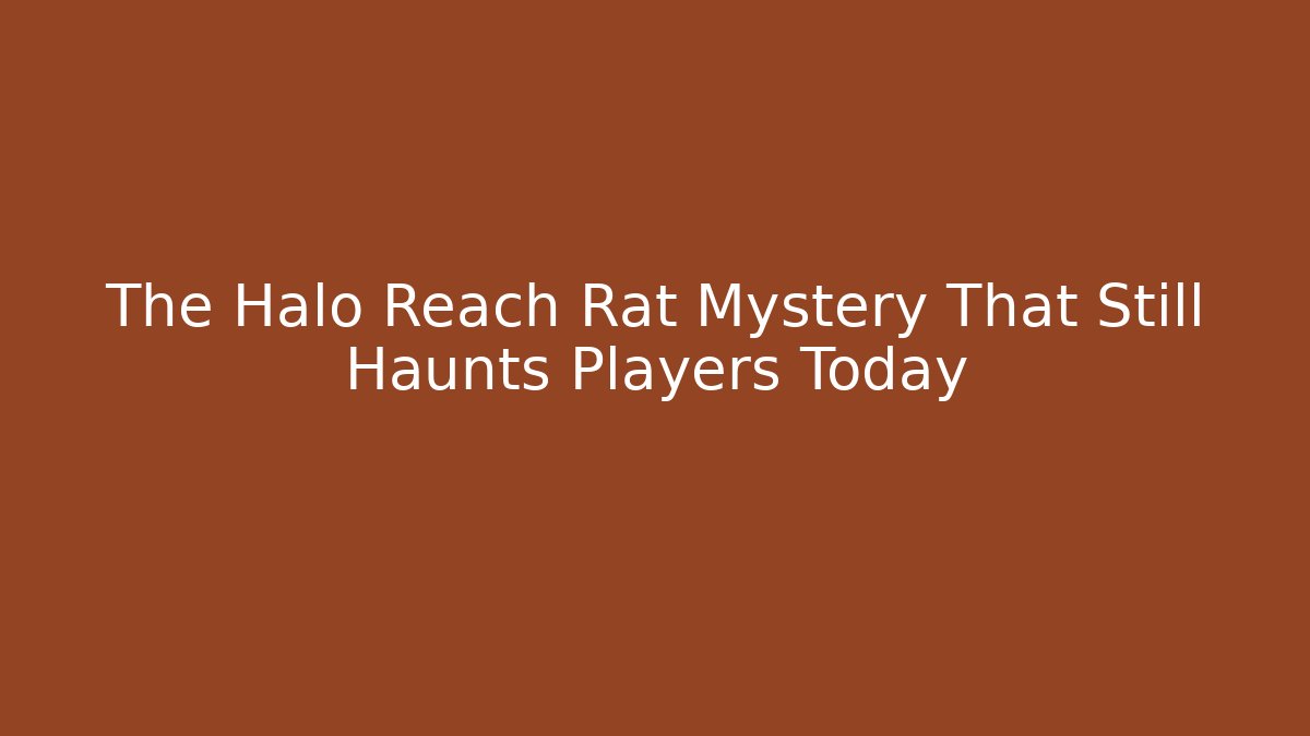 The Halo Reach Rat Mystery That Still Haunts Players Today