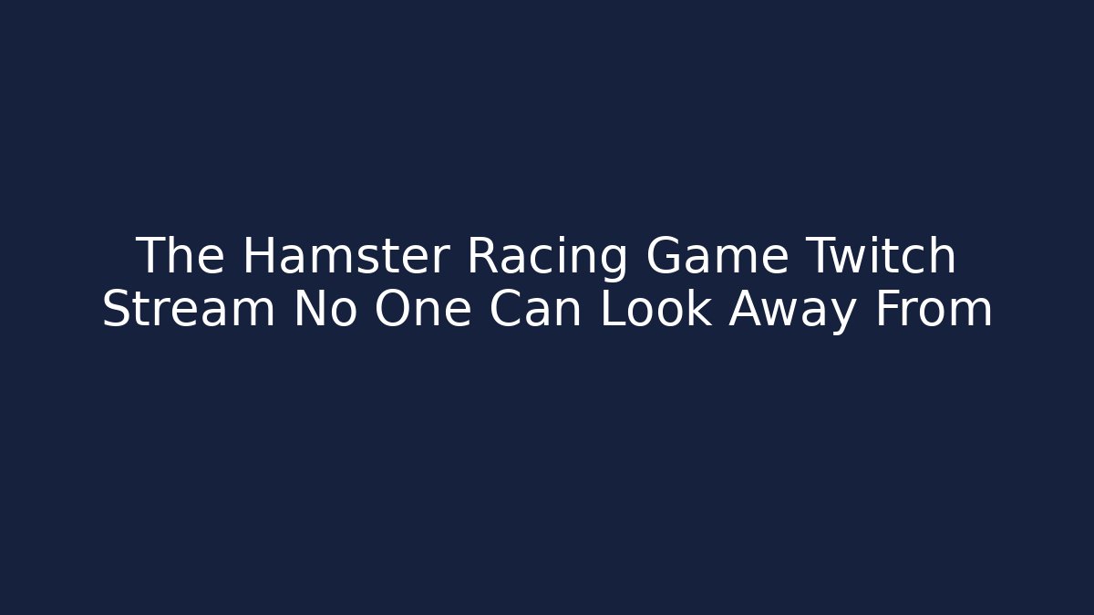 The Hamster Racing Game Twitch Stream No One Can Look Away From