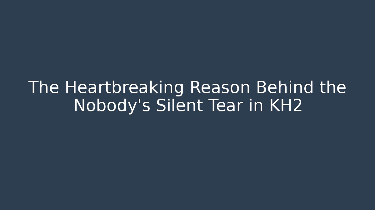 The Heartbreaking Reason Behind the Nobody's Silent Tear in KH2
