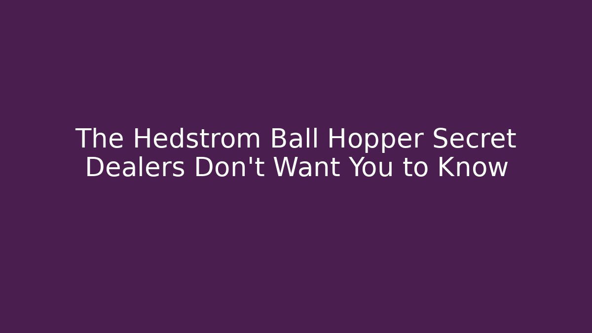 The Hedstrom Ball Hopper Secret Dealers Don't Want You to Know