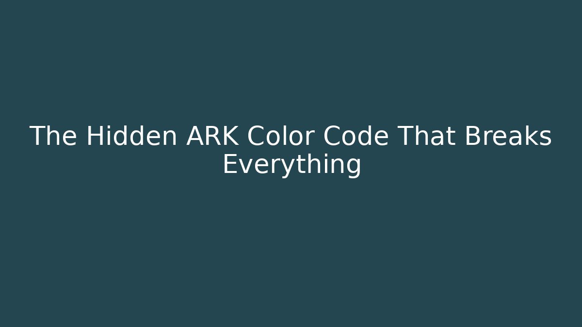 The Hidden ARK Color Code That Breaks Everything - Critter Realm