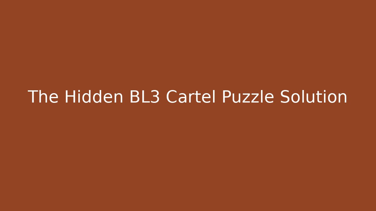 The Hidden BL3 Cartel Puzzle Solution - Critter Realm