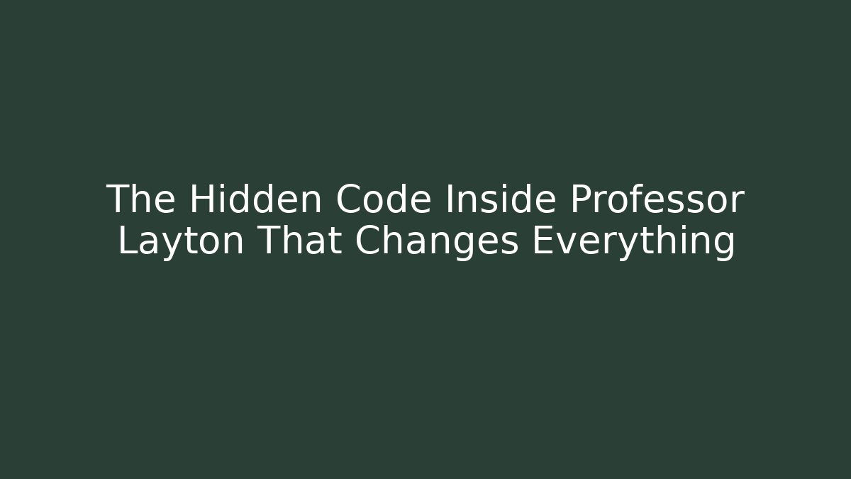 The Hidden Code Inside Professor Layton That Changes Everything