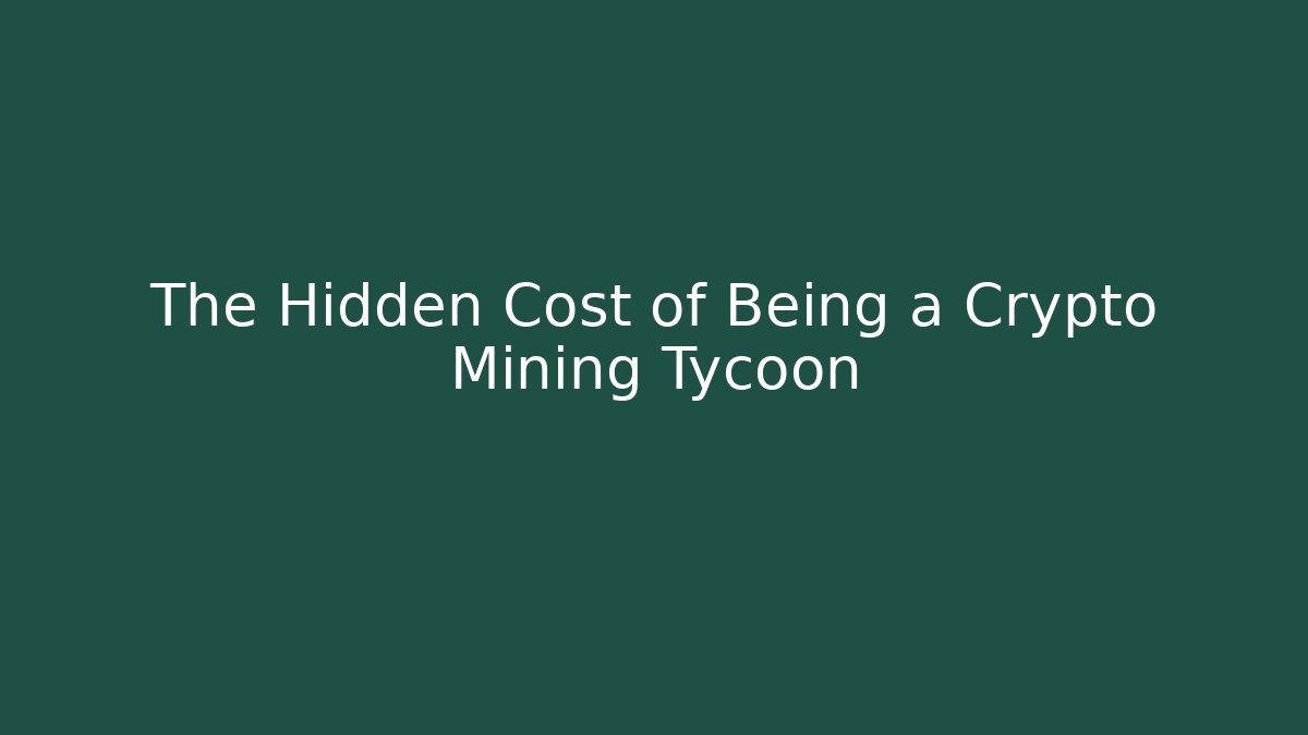 The Hidden Cost of Being a Crypto Mining Tycoon - Critter Realm