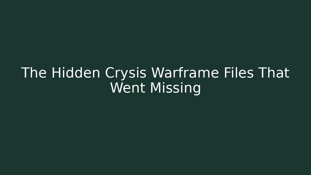 The Hidden Crysis Warframe Files That Went Missing - Critter Realm