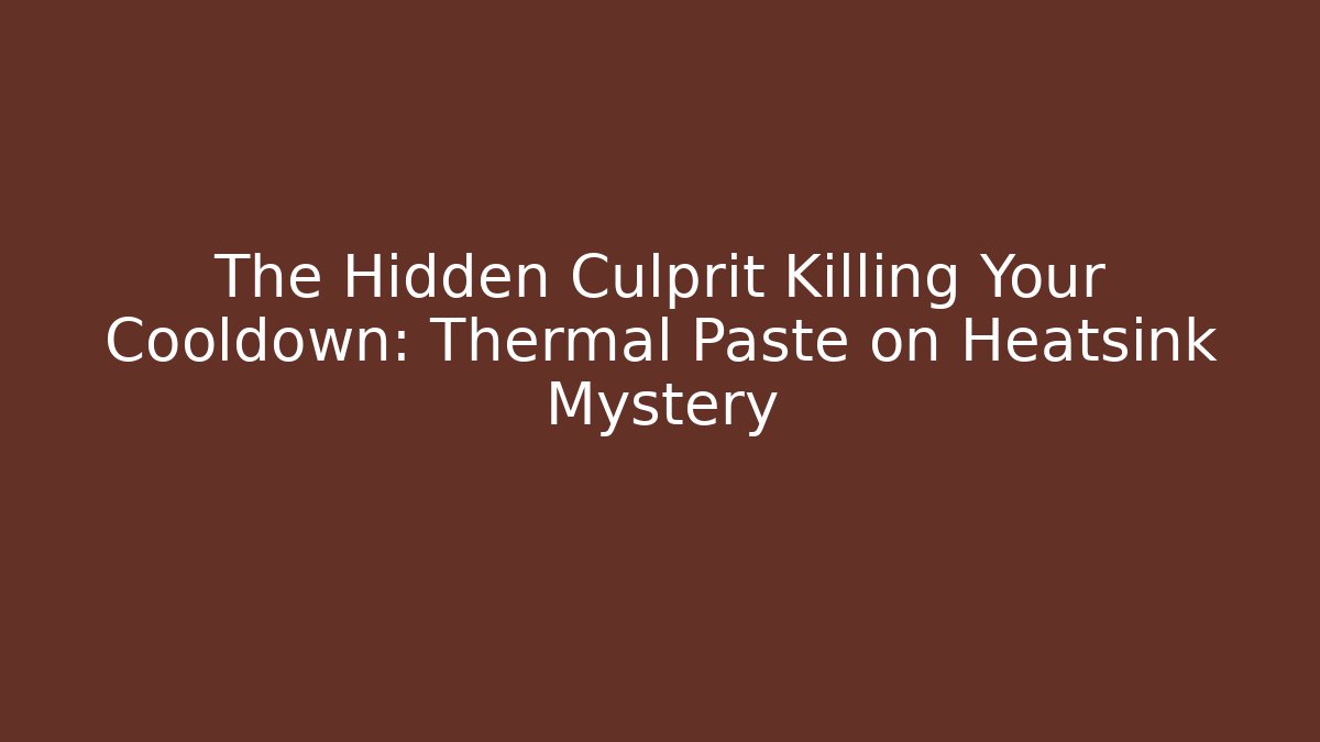 The Hidden Culprit Killing Your Cooldown: Thermal Paste on Heatsink Mystery