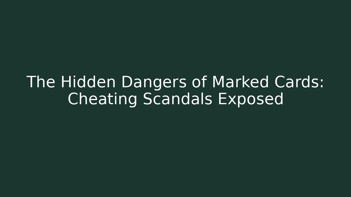 The Hidden Dangers of Marked Cards: Cheating Scandals Exposed