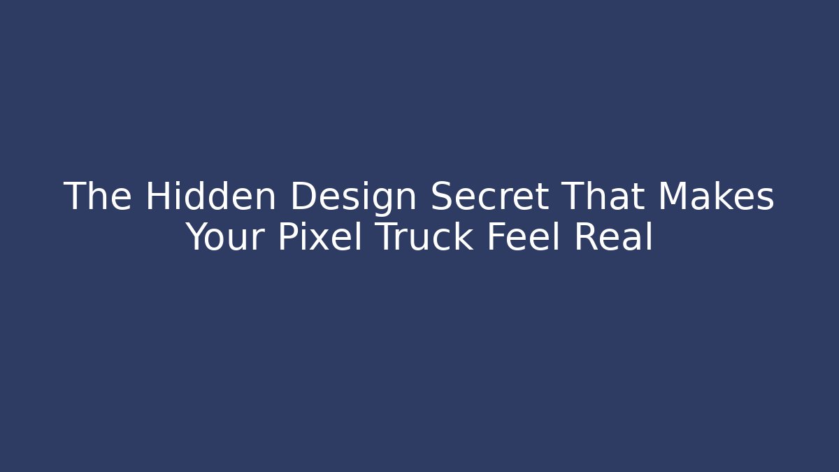 The Hidden Design Secret That Makes Your Pixel Truck Feel Real