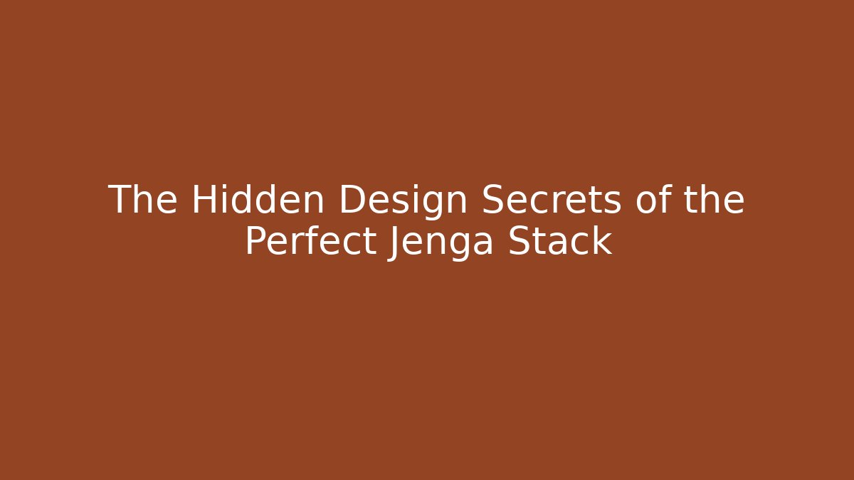 The Hidden Design Secrets of the Perfect Jenga Stack