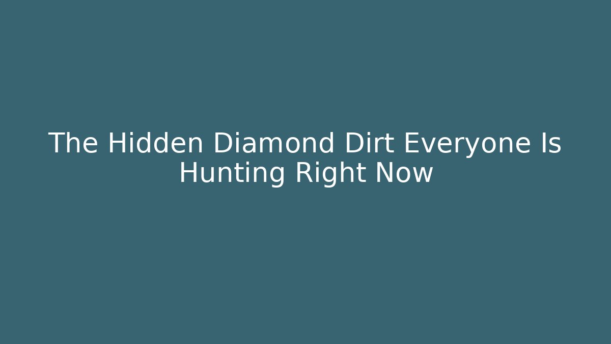 The Hidden Diamond Dirt Everyone Is Hunting Right Now