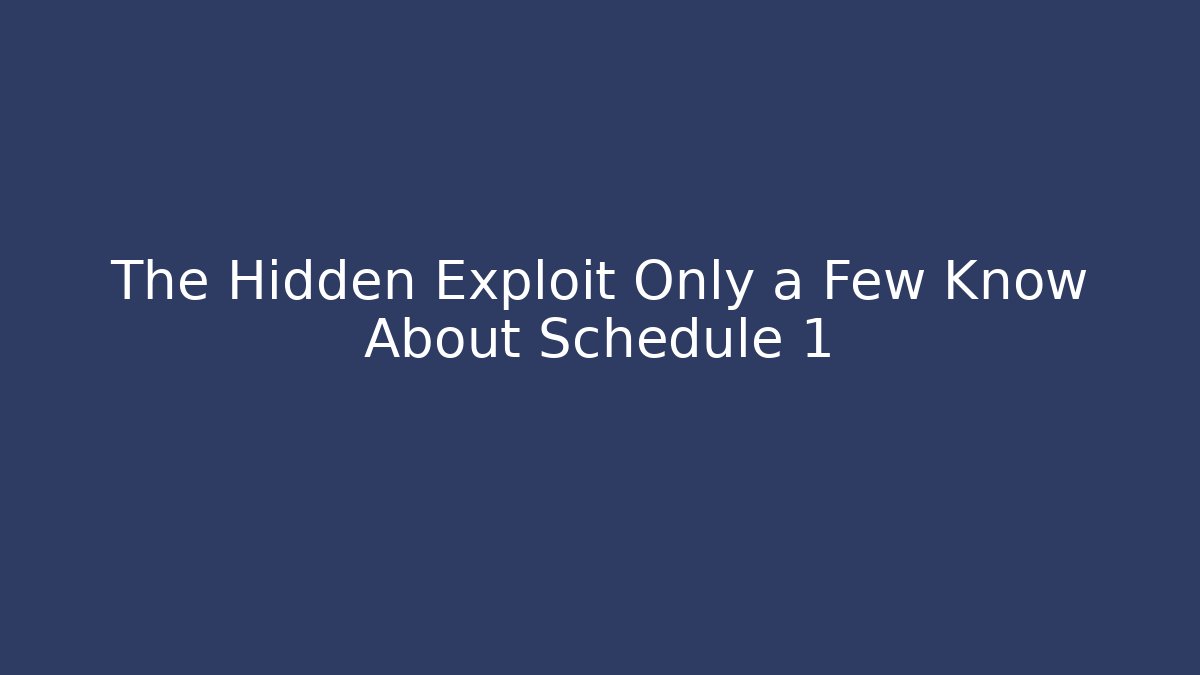 The Hidden Exploit Only a Few Know About Schedule 1 - Critter Realm