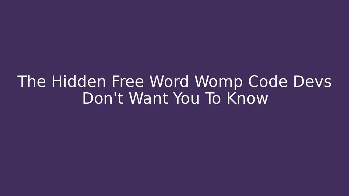 The Hidden Free Word Womp Code Devs Don't Want You To Know - Critter Realm