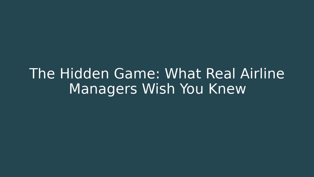 The Hidden Game: What Real Airline Managers Wish You Knew