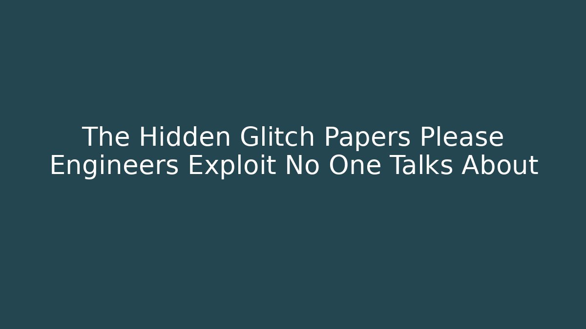 The Hidden Glitch Papers Please Engineers Exploit No One Talks About - Critter Realm