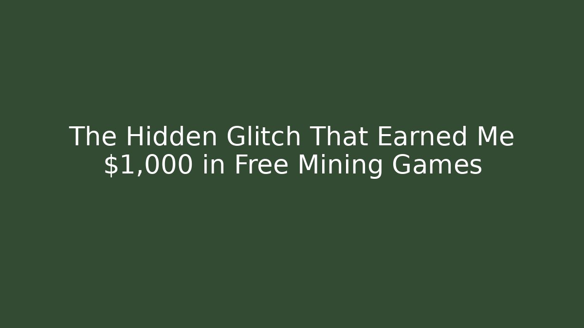 The Hidden Glitch That Earned Me $1,000 in Free Mining Games