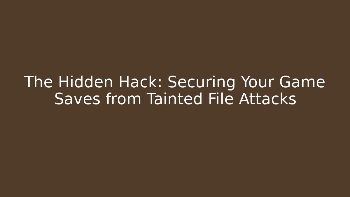 The Hidden Hack: Securing Your Game Saves from Tainted File Attacks