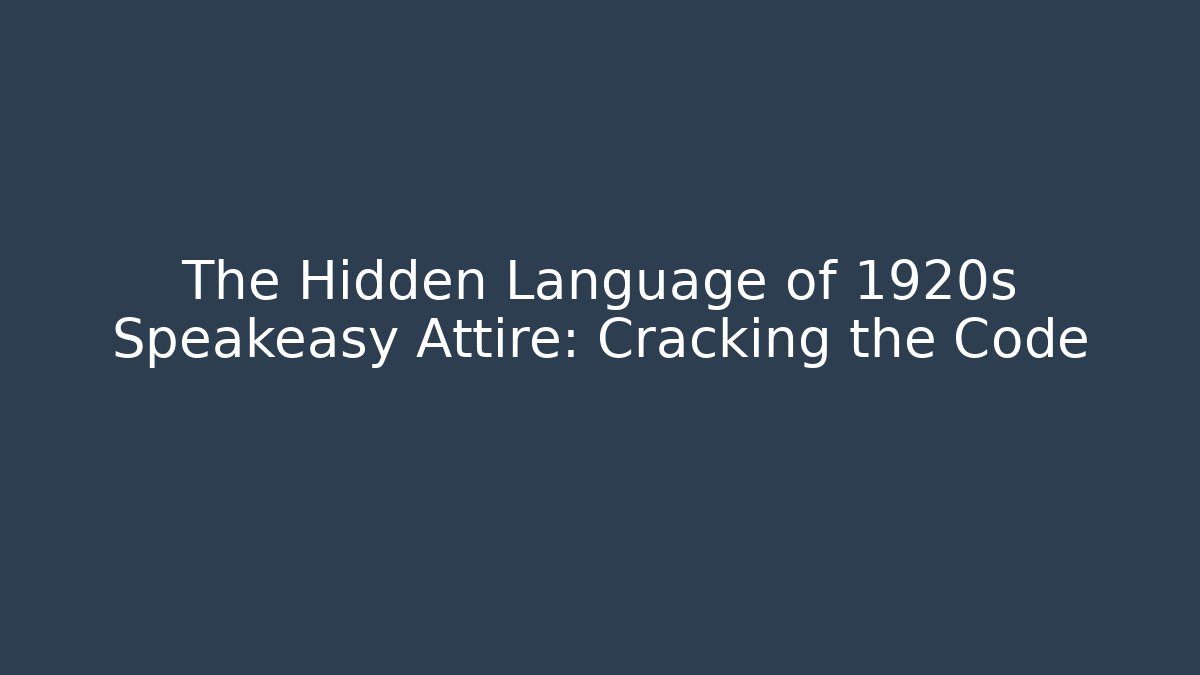 The Hidden Language of 1920s Speakeasy Attire: Cracking the Code