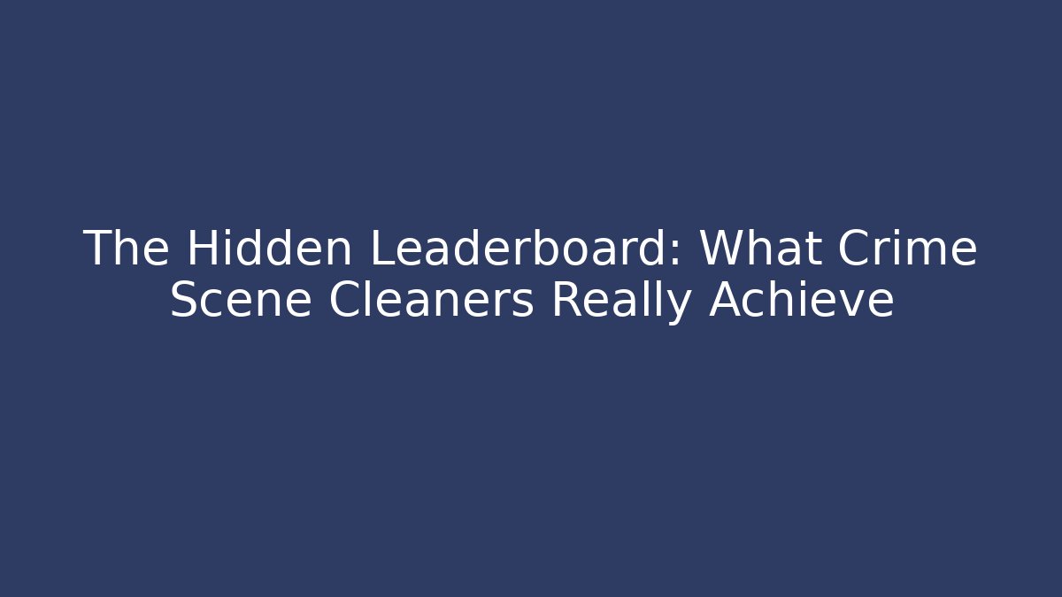 The Hidden Leaderboard: What Crime Scene Cleaners Really Achieve