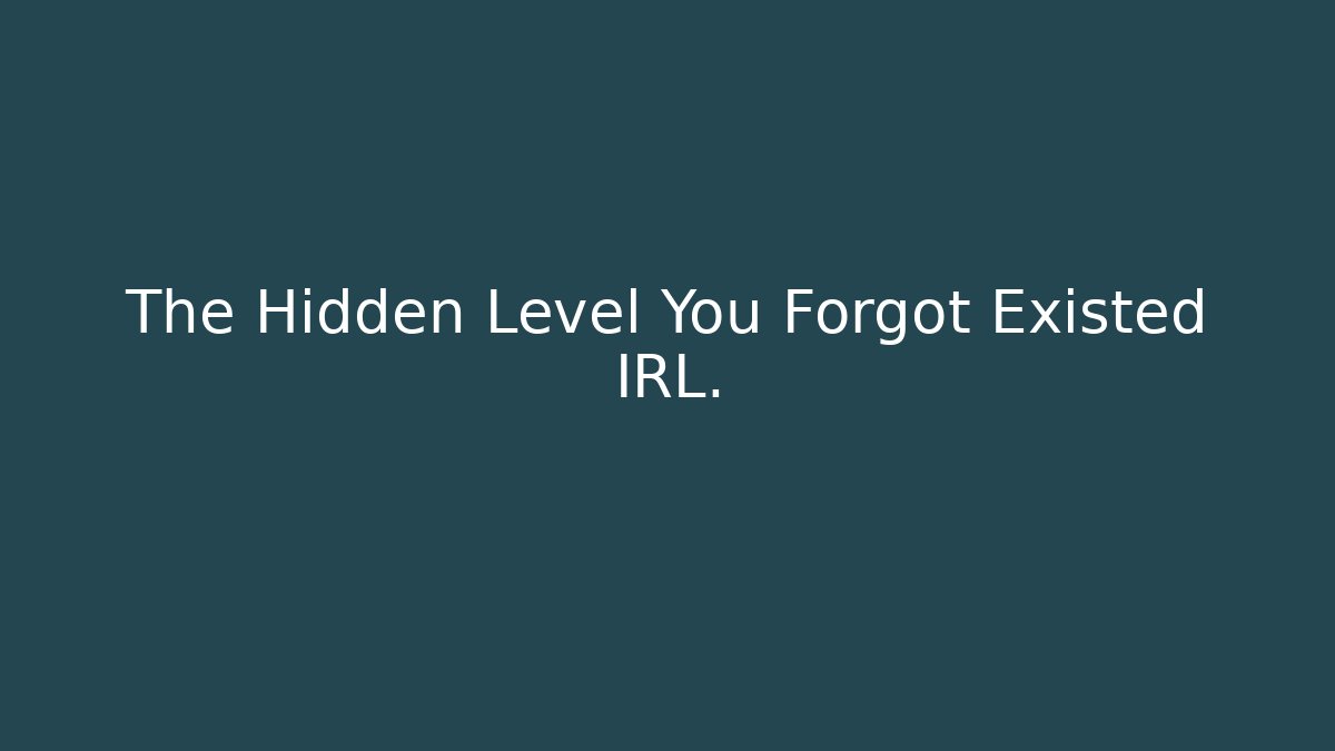The Hidden Level You Forgot Existed IRL.