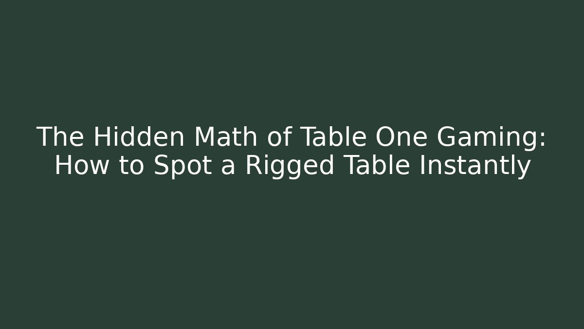 The Hidden Math of Table One Gaming: How to Spot a Rigged Table Instantly
