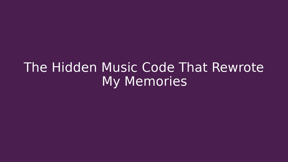 The Hidden Music Code That Rewrote My Memories - Critter Realm