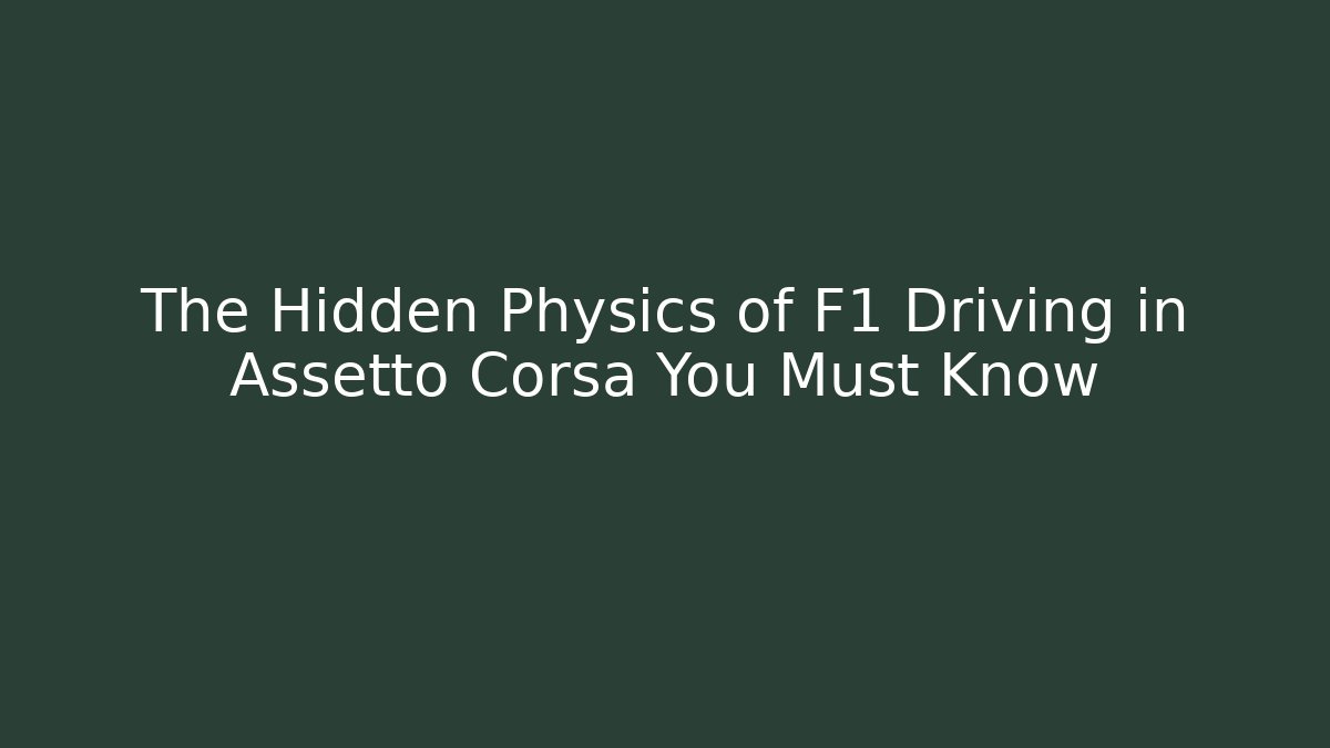 The Hidden Physics of F1 Driving in Assetto Corsa You Must Know