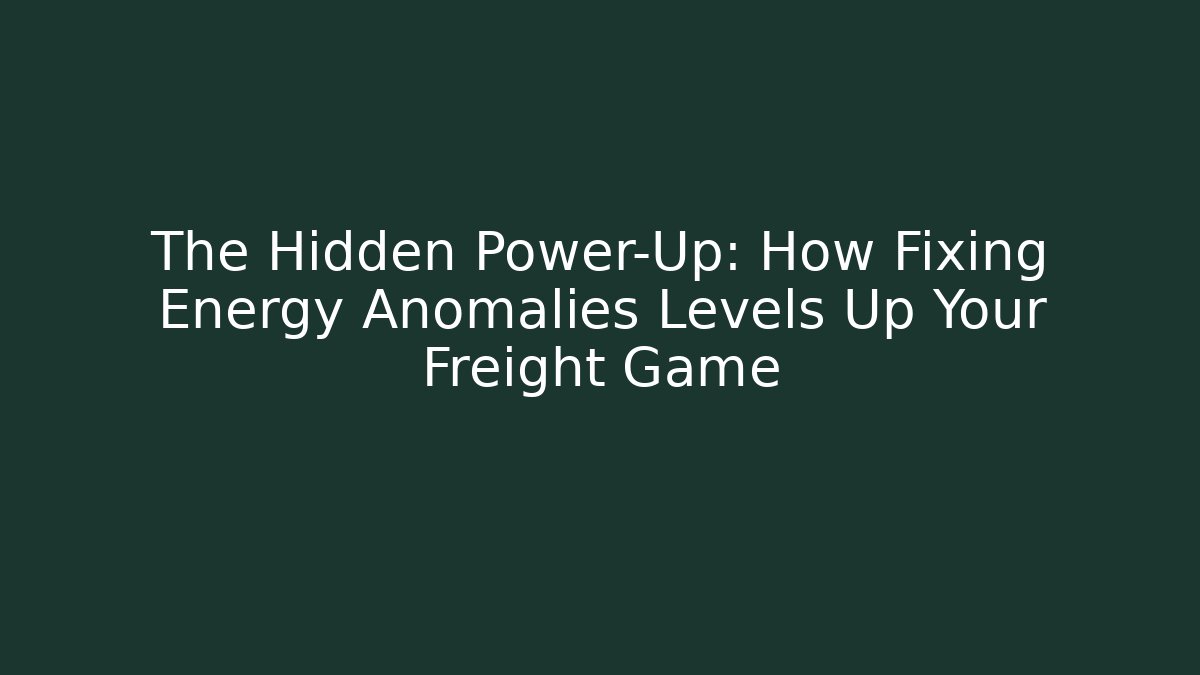 The Hidden Power-Up: How Fixing Energy Anomalies Levels Up Your Freight Game