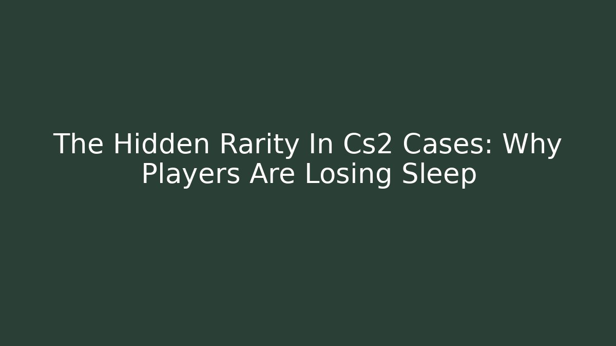 The Hidden Rarity In Cs2 Cases: Why Players Are Losing Sleep