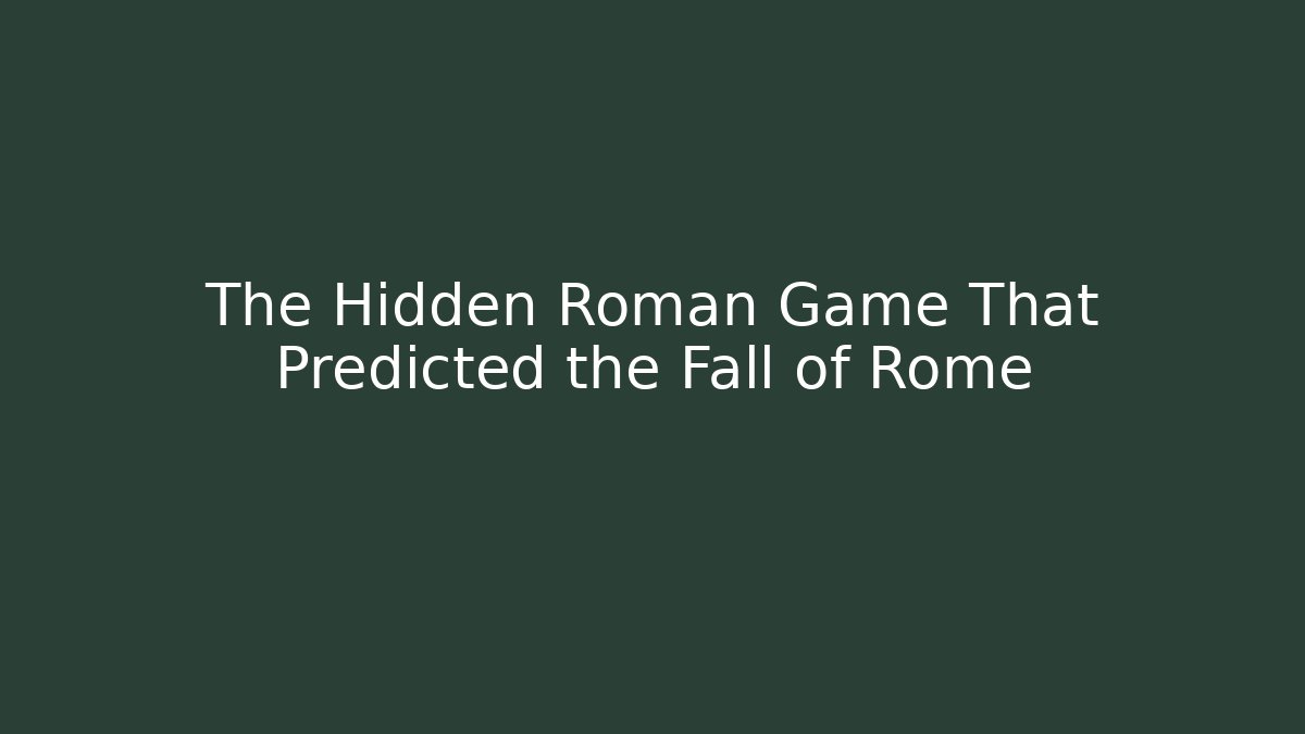 The Hidden Roman Game That Predicted the Fall of Rome
