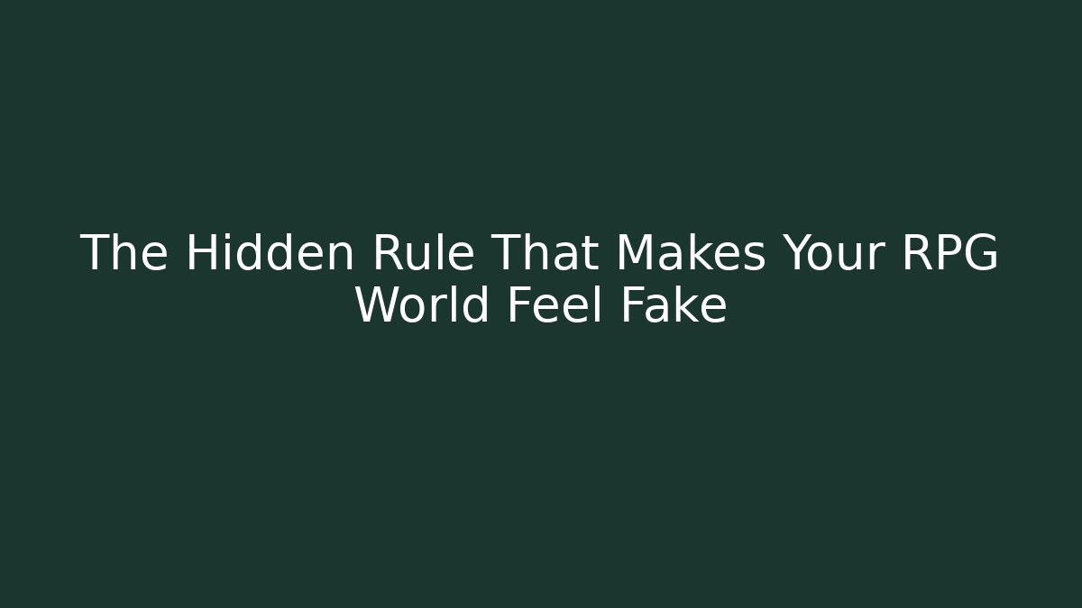 The Hidden Rule That Makes Your RPG World Feel Fake
