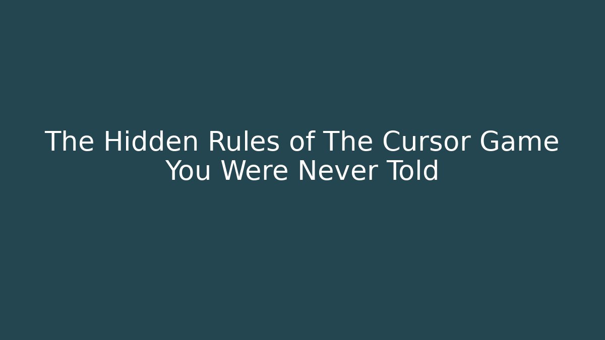 The Hidden Rules of The Cursor Game You Were Never Told