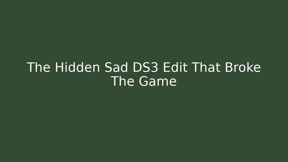 The Hidden Sad DS3 Edit That Broke The Game - Critter Realm