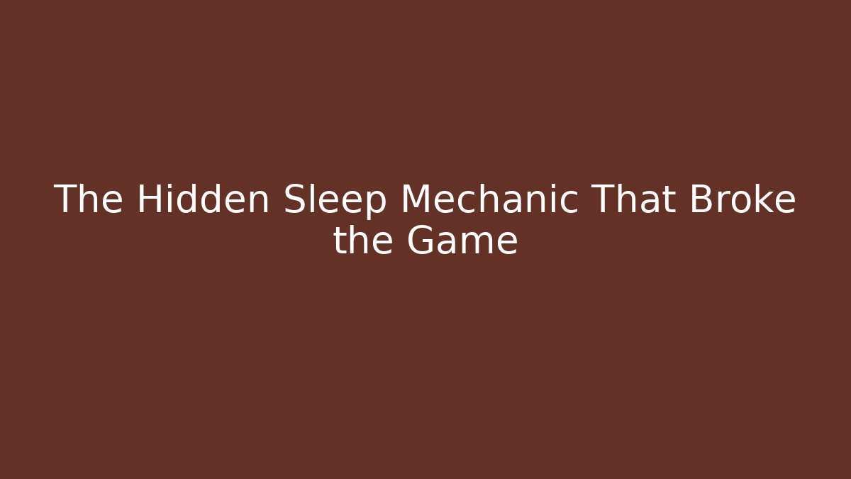 The Hidden Sleep Mechanic That Broke the Game - Critter Realm