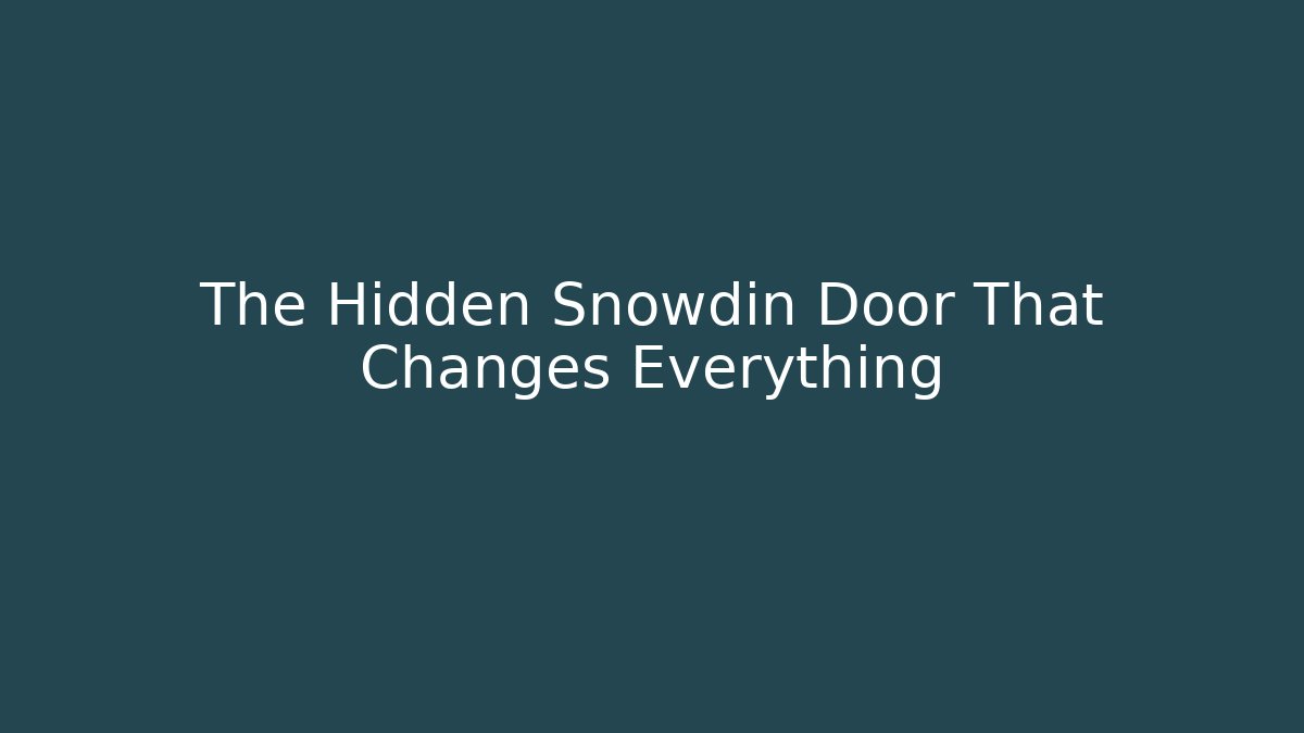 The Hidden Snowdin Door That Changes Everything