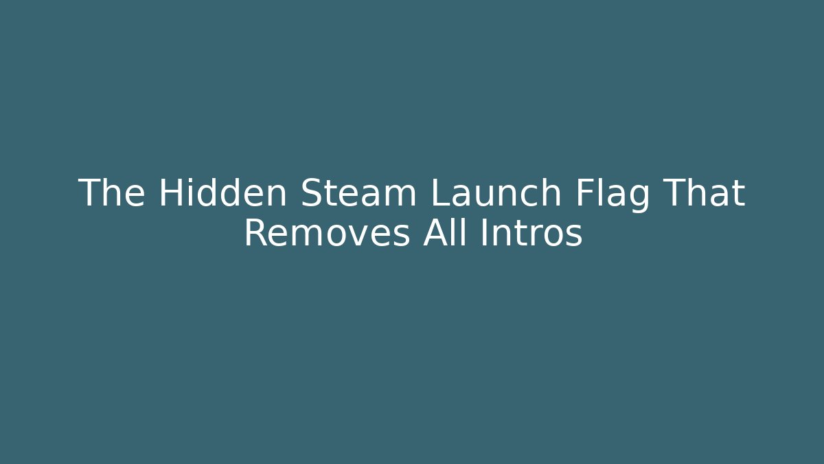 The Hidden Steam Launch Flag That Removes All Intros