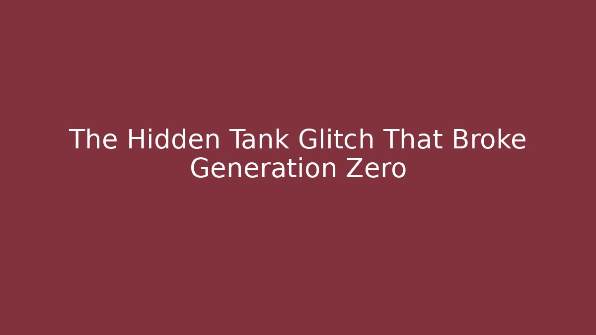 The Hidden Tank Glitch That Broke Generation Zero - Critter Realm